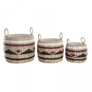 zestaw koszyków DKD Home Decor Naturalne Włókno (30 x 30 x 25 cm)