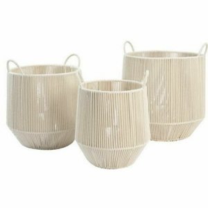 zestaw koszyków DKD Home Decor Beżowy Metal (3 Części)