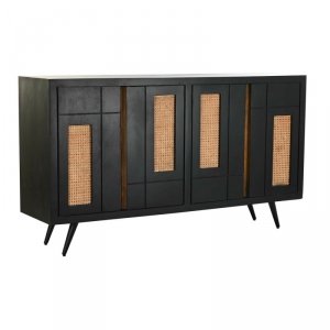Kredens DKD Home Decor Czarny Rattan Drewno mango (160 x 40 x 90 cm)