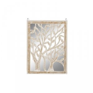 Dekoracja ścienna DKD Home Decor Lustro Drzewo Biały Drewno MDF (45 x 2,5 x 65 cm)