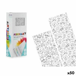 Papier Prezentowy Pincello 80GR - COLOREAR 0,7 x 1,5 m Pojazdy Kosmita (50 Sztuk)