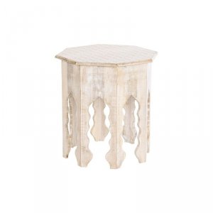 Stolik DKD Home Decor 49 x 49 x 53,5 cm Brązowy Biały Drewno mango