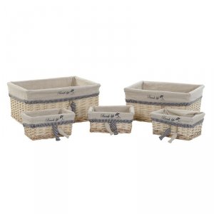 zestaw koszyków DKD Home Decor 48 x 38 x 13 cm Poliester Spirale (5 Sztuk)