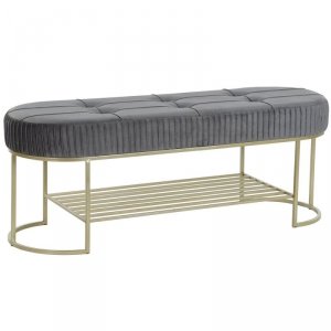 Taboret DKD Home Decor Szary Złoty Metal 120 x 40 x 45 cm