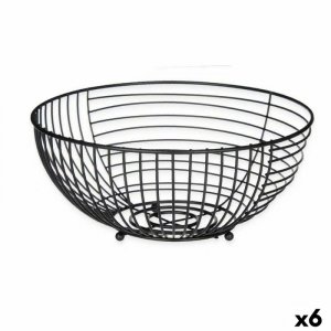Miska na Owoce Kinvara W7728-1P Czarny Metal 28 x 12 x 28 cm (6 Sztuk)