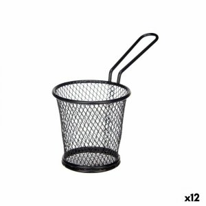 Kosz na Przekąski Kinvara W8088S-BLACK Czarny Metal 16 x 11,5 x 8 cm (12 Sztuk)