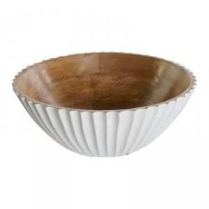Miska do Sałatki DKD Home Decor Biały Naturalny Drewno mango 30 x 30 x 12 cm