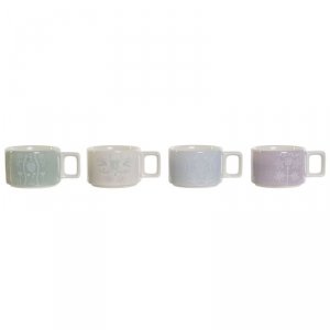 Zestaw filiżanek do kawy DKD Home Decor Kolor Zielony Błękitne niebo Liliowy Metal Bambus Dolomite 260 ml