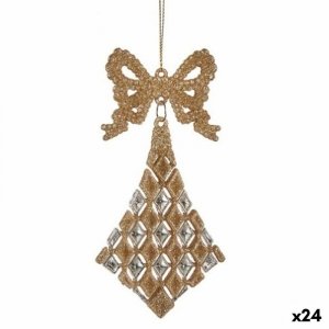 ozdoby świąteczne Lasso Romby champagne Plastikowy Brokat 7,5 x 1 x 15,5 cm (24 Sztuk)