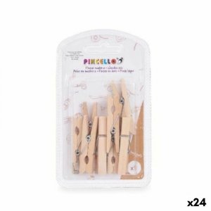 Klamerki Pincello 401 Brązowy Drewno Duży (24 Sztuk)