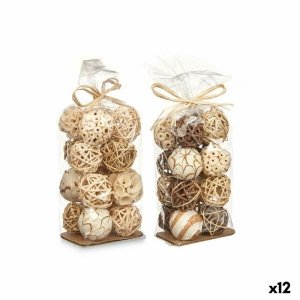 Set of Decorative Balls Biały Brązowy (12 Sztuk)