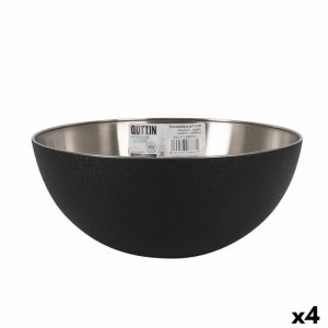 Miska do Sałatki Quttin   Czarny Srebrzysty 29 x 12 cm Stal (4 Sztuk)