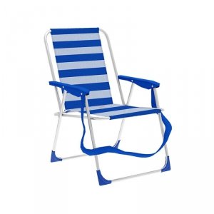 Marbueno Składane Krzesło Aluminiowe Paski Niebieskie i Białe Plaża i Basen 53X56X78 cm 10312