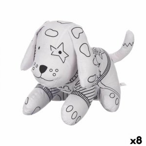 Pluszak do kolorowania Pincello ST341 Biały Czarny Materiał 13 x 14 x 20 cm Pies (8 Sztuk)