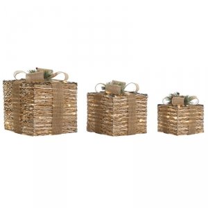ozdoby świąteczne DKD Home Decor Naturalny 25 x 25 x 25 cm (3 Części)