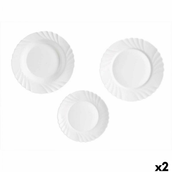 Zestaw Obiadowy Vivalto F-LBP100-80-90 Biały Szkło opalowe (2 Sztuk)