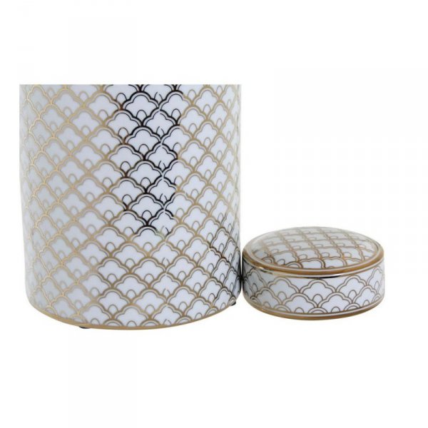 Wazon DKD Home Decor 18 x 18 x 30,5 cm Porcelana Złoty Biały