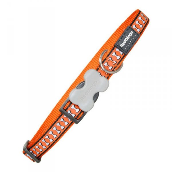 Obroża dla psa Red Dingo Odblaskowy Kości Pomarańczowy (1,5 x 24-36 cm)