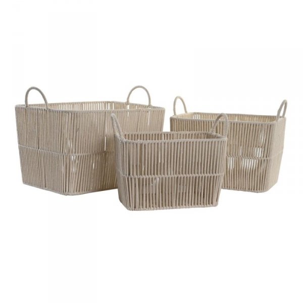 zestaw koszyków DKD Home Decor Beżowy Metal 39 x 29 x 31 cm 3 Części