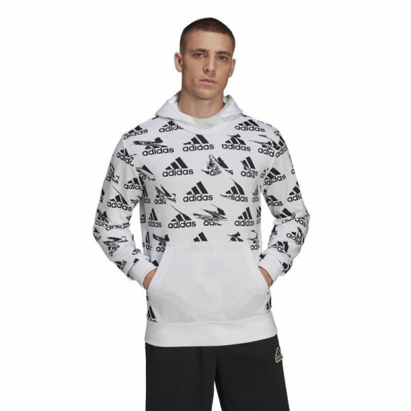 Bluza z kapturem Męska Adidas Essentials Brandlove Biały