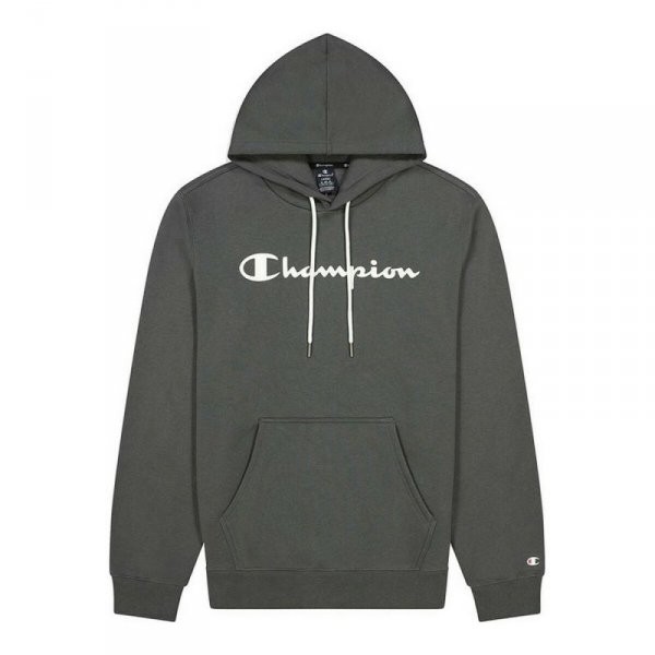 Bluza z kapturem Męska Champion Script Logo Print Ciemny szary