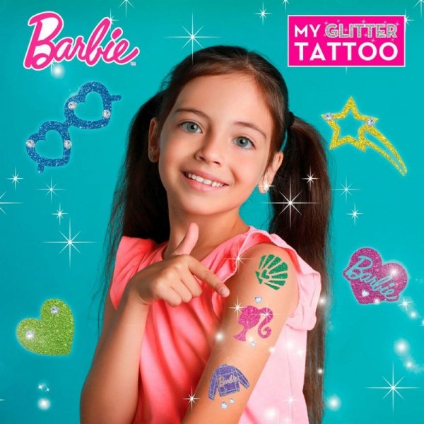Tatuaże Zmywalne Barbie My Glitter Tattoo Brokat 20 Części