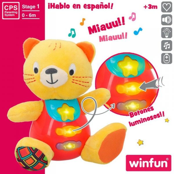 Pluszak wydający Dżwięk Winfun Kot 16 x 17,5 x 10,5 cm (6 Sztuk)