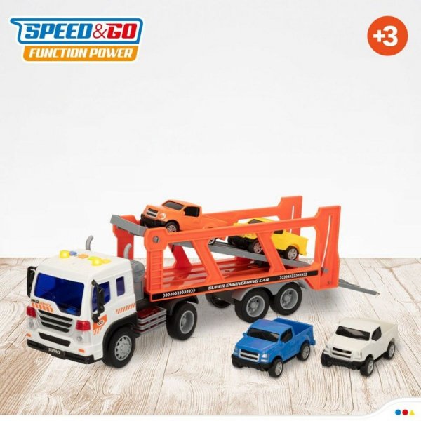 Ciężarówka do Przewozu Samochodów i Samochodów Wyścigowych Speed & Go 37,5 x 12,5 x 10 cm (2 Sztuk)