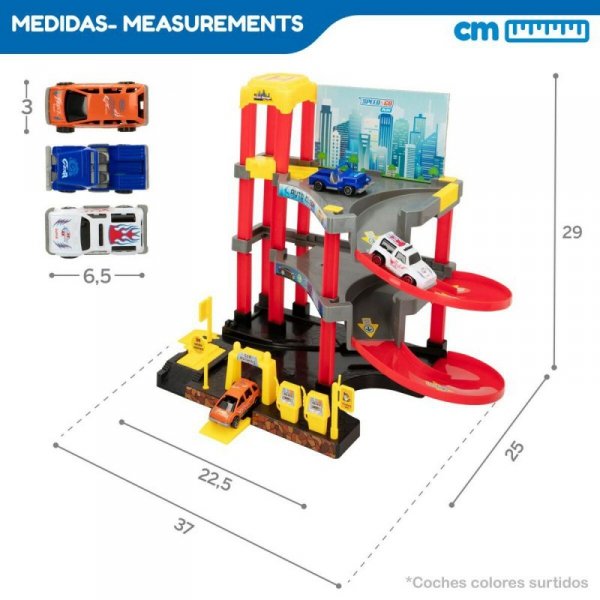 Garaż Parking z Samochodami Speed & Go 37 x 29 x 25 cm (4 Sztuk)