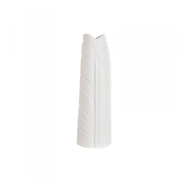 Wazon Home ESPRIT Biały Kamionka Tropikalny Liść roślin 33 x 10 x 70 cm