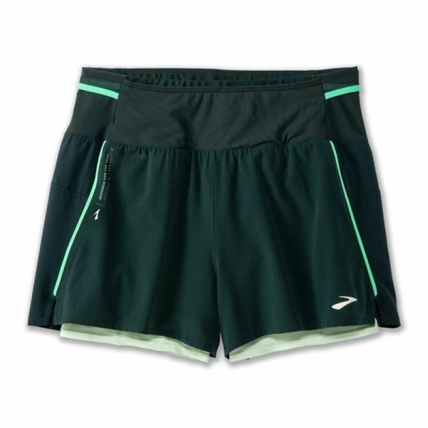 Krótkie Spodenki Sportowe Damskie Brooks High Point 3&quot; 2-in-1 2.0 Kolor Zielony