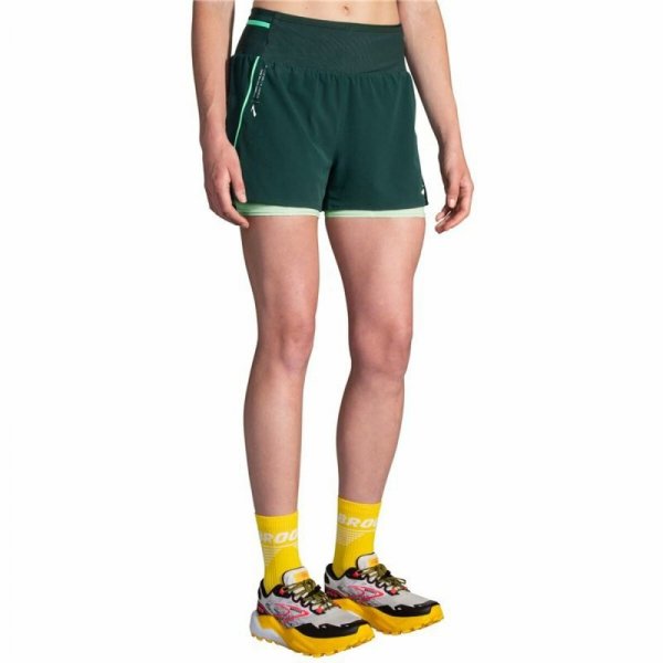 Krótkie Spodenki Sportowe Damskie Brooks High Point 3&quot; 2-in-1 2.0 Kolor Zielony