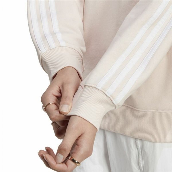 Bluza z kapturem Damska Adidas 3 Stripes Ft Swt Biały Beżowy
