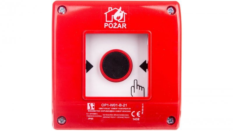 Przycisk ppoż. natynkowy 2Z 1R czerwony OP1-W01-B21
