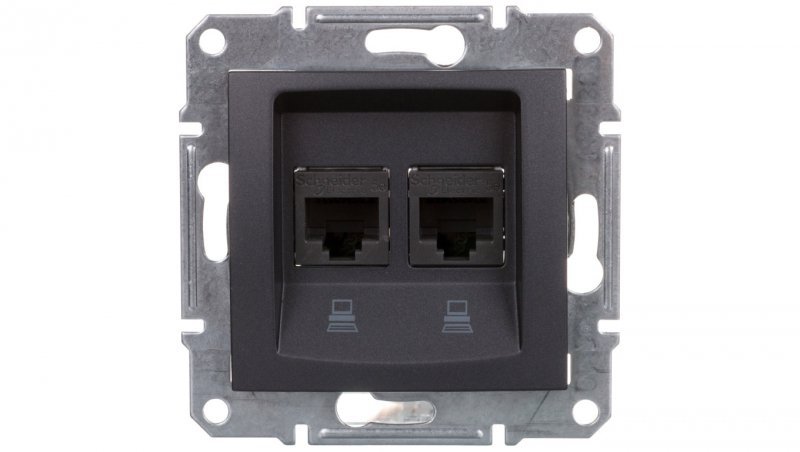 SEDNA Gniazdo komputerowe podwójne RJ45 kat.5e UTP grafitowe SDN4400170