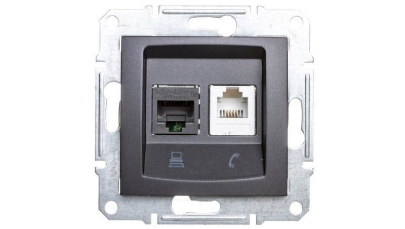 SEDNA Gniazdo teleinformatyczne RJ11 RJ45 kat.5e UTP grafitowe SDN5100170