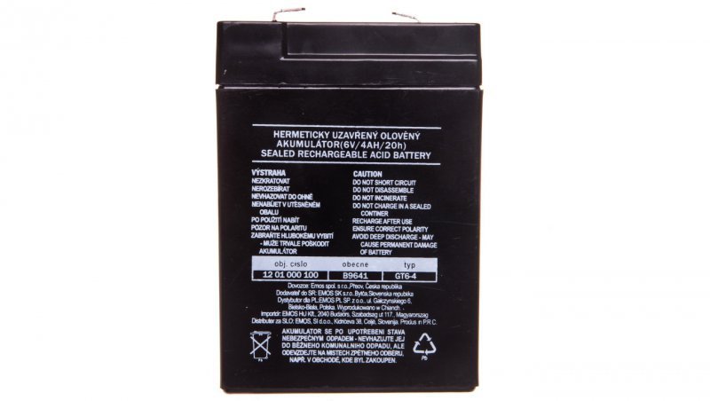 Akumulator ołowiowy AGM 6V 4Ah F4,7 B9641