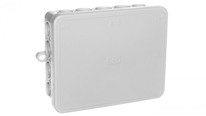 Puszka n/t odgałęźna 125x100x40mm 18 przepustów IP55 A 18 jasnoszara 2000410
