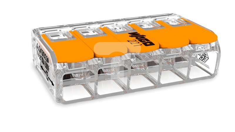 Szybkozłączka 5x0,5-6mm2 transparentna / pomarańczowa 221-615 /15szt./