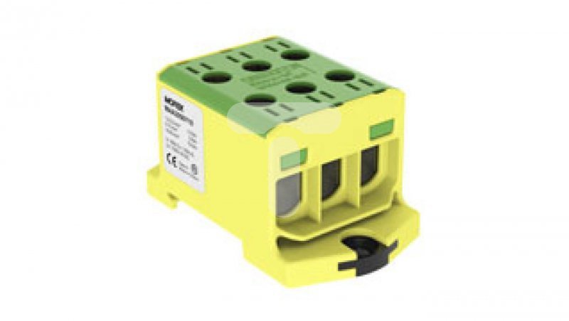 Złączka szynowa gwintowa AL/CU/ 1,5 - 50 mm2/ TS 35/ 1 tor, 6 otw. zaciskowych - (OTL50-3) M żółto-zielony  MAA3050Y10