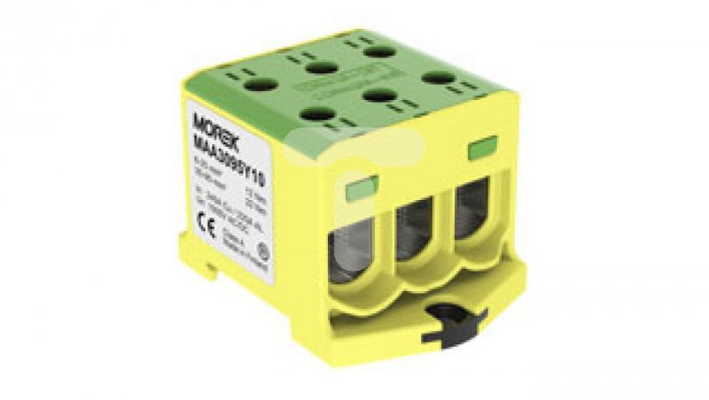 Złączka szynowa gwintowa AL CU 6-95mm2 TS 35 1 tor 6 otworów zaciskowych OTL95-3  żółto-zielony MAA3095Y10 89827009