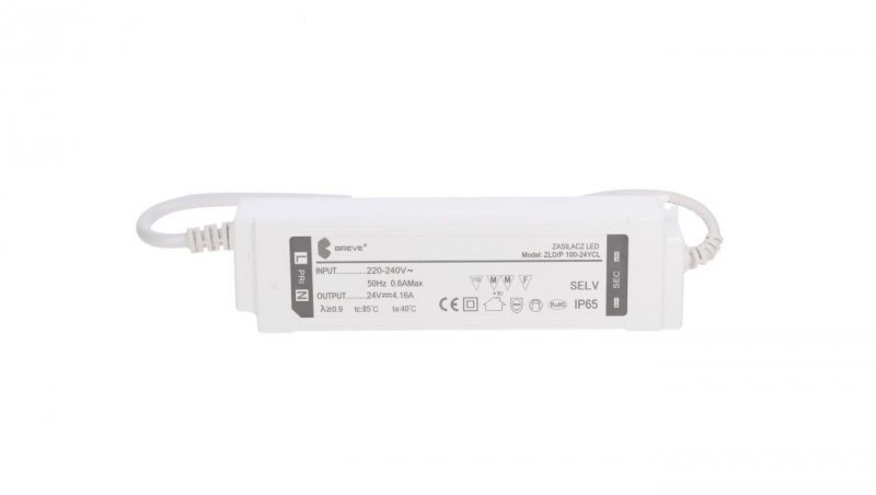 Zasilacz LED 24V DC 100W 4,16A IP65 /z zabezpieczeniami/ ZLDP 100-24YCL 19724-9023