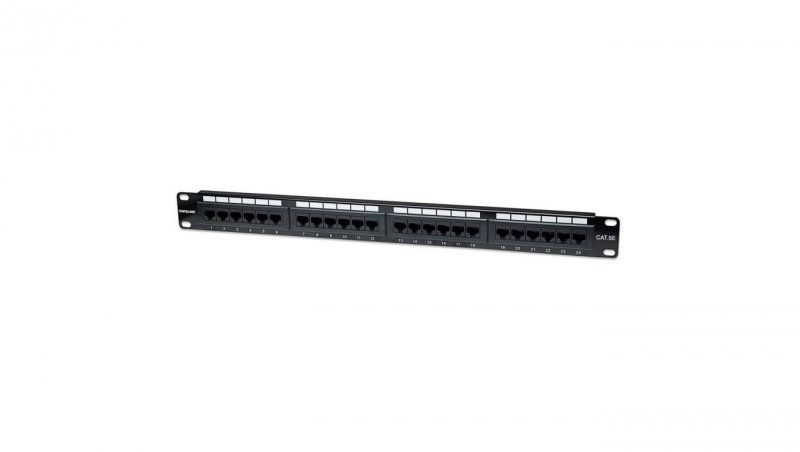 Panel Krosowy PatchPanel UTP Cat5e 24-Porty RJ45 Rack 19” 1U INT 513555