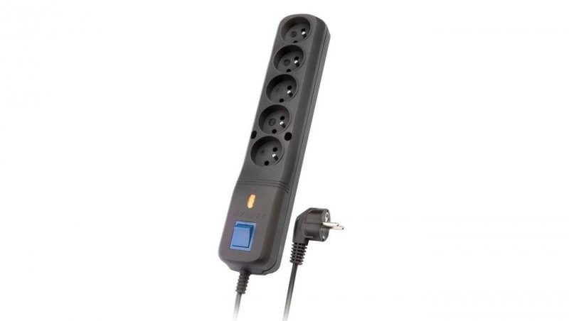 Listwa przeciwprzepięciowa Lestar LV 530W 1,5m (5 x VDE 10 A 1,5m kolor czarny)