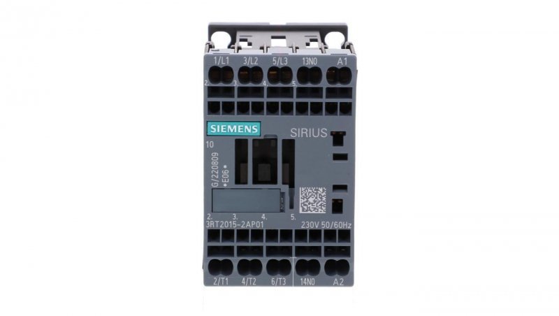 STYCZNIK, AC-3, 3KW/400V, 1NO, AC 230V, 50/60 HZ, 3-POLOWY, ROZMIAR S00, PRZYŁ. SPRĘŻYNOWE 3RT2015-2AP01