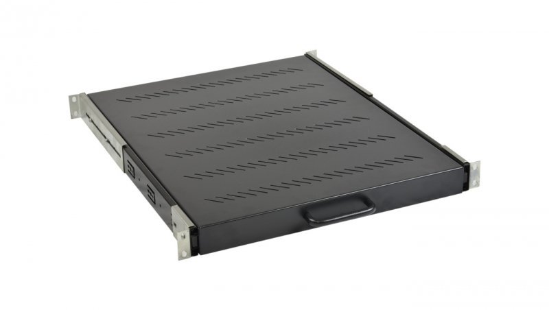 Półka wysuwana do szafy RACK 19 cali 1U 550mm z uchwytem grafit NEKU
