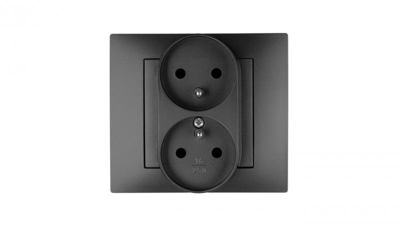 Vestra Gniazdo 2x2p+z modułowe bez ramki podtynkowe IP20 czarny 3843-19