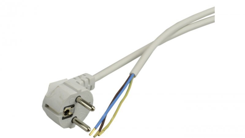 Przewód z wtyczką kątową 3x1,0mm 3m biały