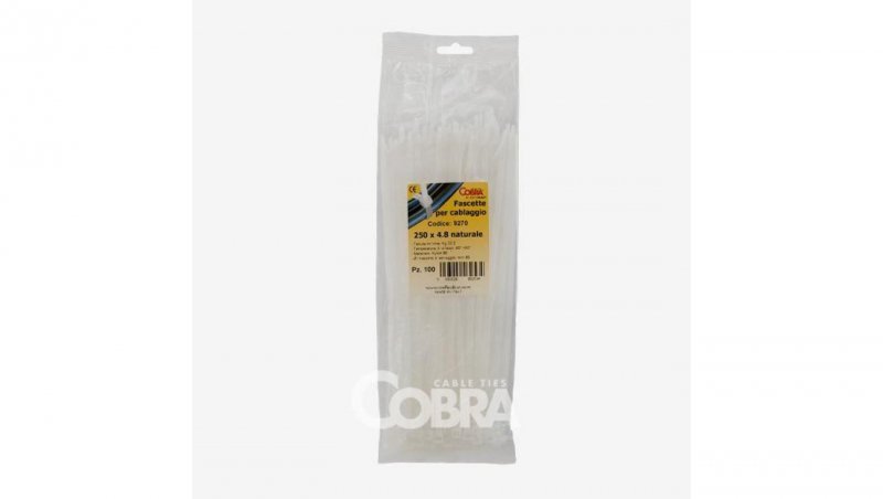 Opaska kablowa 530x4.8 biała COBRA /100szt./