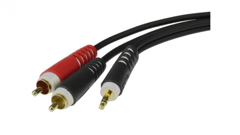 KLOTZ Kabel Audio AUX mini Jack 3,5mm Stereo (wtyk) / 2x RCA Cinch (wtyk) 3m